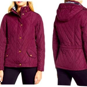 Barbour Millfire Quilted Jacket in Burgundy Size 8